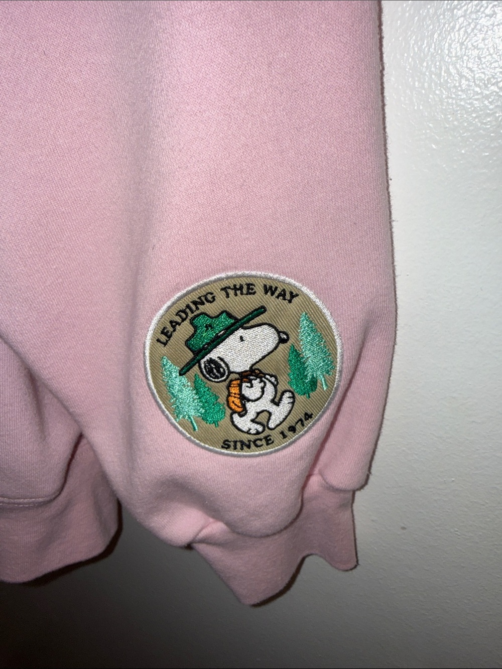Peanuts Pink Zip Hoodie with Snoopy Chest Applique - Picture 2 of 4